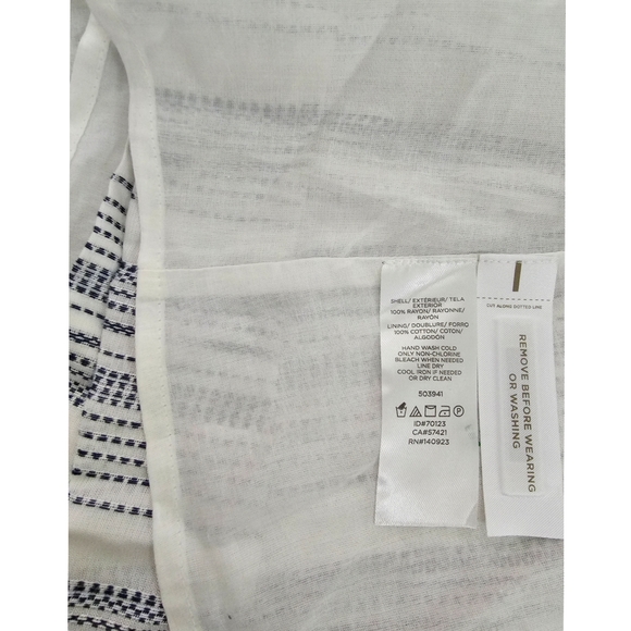 Girly Loft White Blue Striped Fit Waist Front Button Strapy Dress - Picture 8 of 8